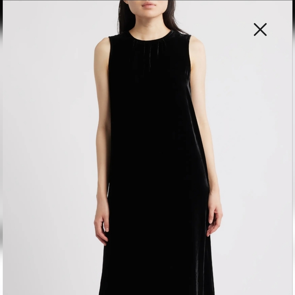 EILEEN FISHER | US SP Velvet Silk Blend Midi Dress | black